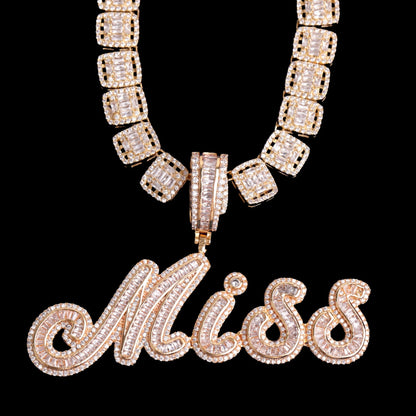 Signature Script Style Iced Out Personalized Custom Name Necklace Pendant - Luxury Custom Jewelry