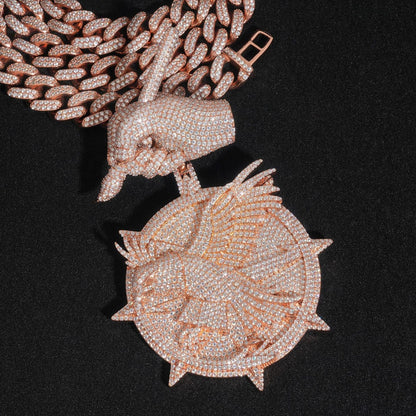 2.9-Inch Iced-Out Round Medallion Pendant – Full Pave 925 Sterling Silver Hip Hop Statement Jewelry - CaratixJewelry