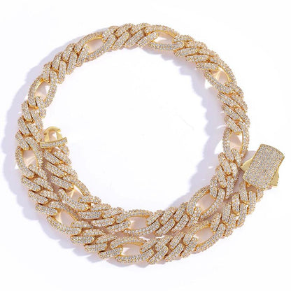 CARÁTIX 12mm 3:1 Cuban Chain | 2-Row CZ Iced Out Hip Hop Necklace for Men