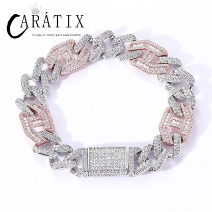 CARÁTIX 15mm Pig Nose Cuban Link Chain Necklace – AAA+ CZ Iced Out Hip Hop Bling Jewelry for Men | Rapper Gift