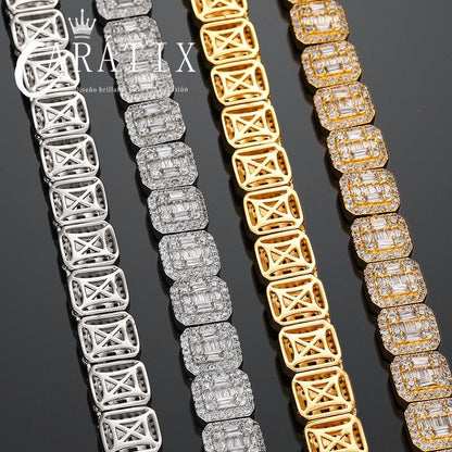 CARÁTIX - Hip Hop Claw Set Square CZ Stone Bling Ice Out 12mm Geometric Tennis Link Chain Necklace for Men Women Rapper Jewelry Gift Valentine's Day Gift for Men & Girls & Boys Mothers' Day Gift #Springtok