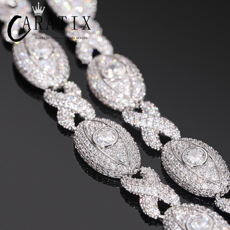 CARÁTIX 5A+ CZ Iced Out Eyes Cuban Link Chain Necklace – Infinity Hip Hop Bling Jewelry for Men & Women | Unisex Rapper Gift