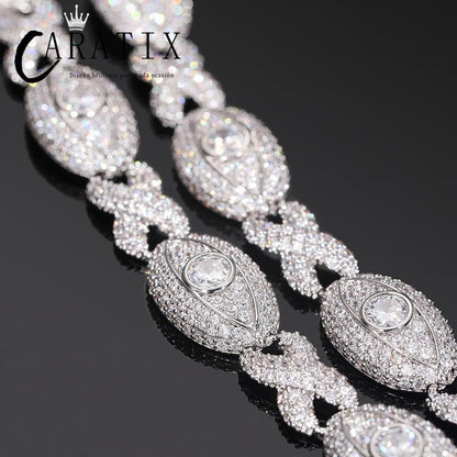 CARÁTIX 5A+ CZ Iced Out Eyes Cuban Link Chain Necklace – Infinity Hip Hop Bling Jewelry for Men & Women | Unisex Rapper Gift