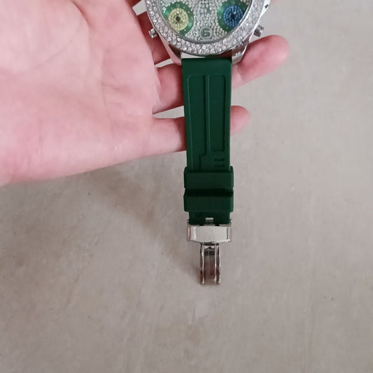 Iced Out Multi-Time Zone Watch Silicone Couple Band | Caratix