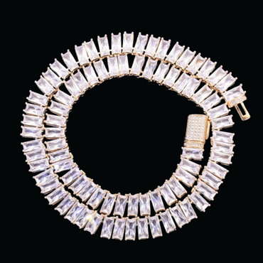 9MM Baguette Link Iced Out Diamond Necklace Chain – Luxury Hip Hop Jewelry for Men & Women