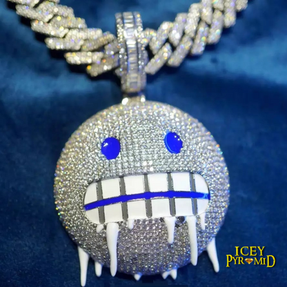 Iceman Blue Eyed Drippy Mouth Iced Out Diamond Pendant Necklace – Custom Hip Hop Jewelry for Men