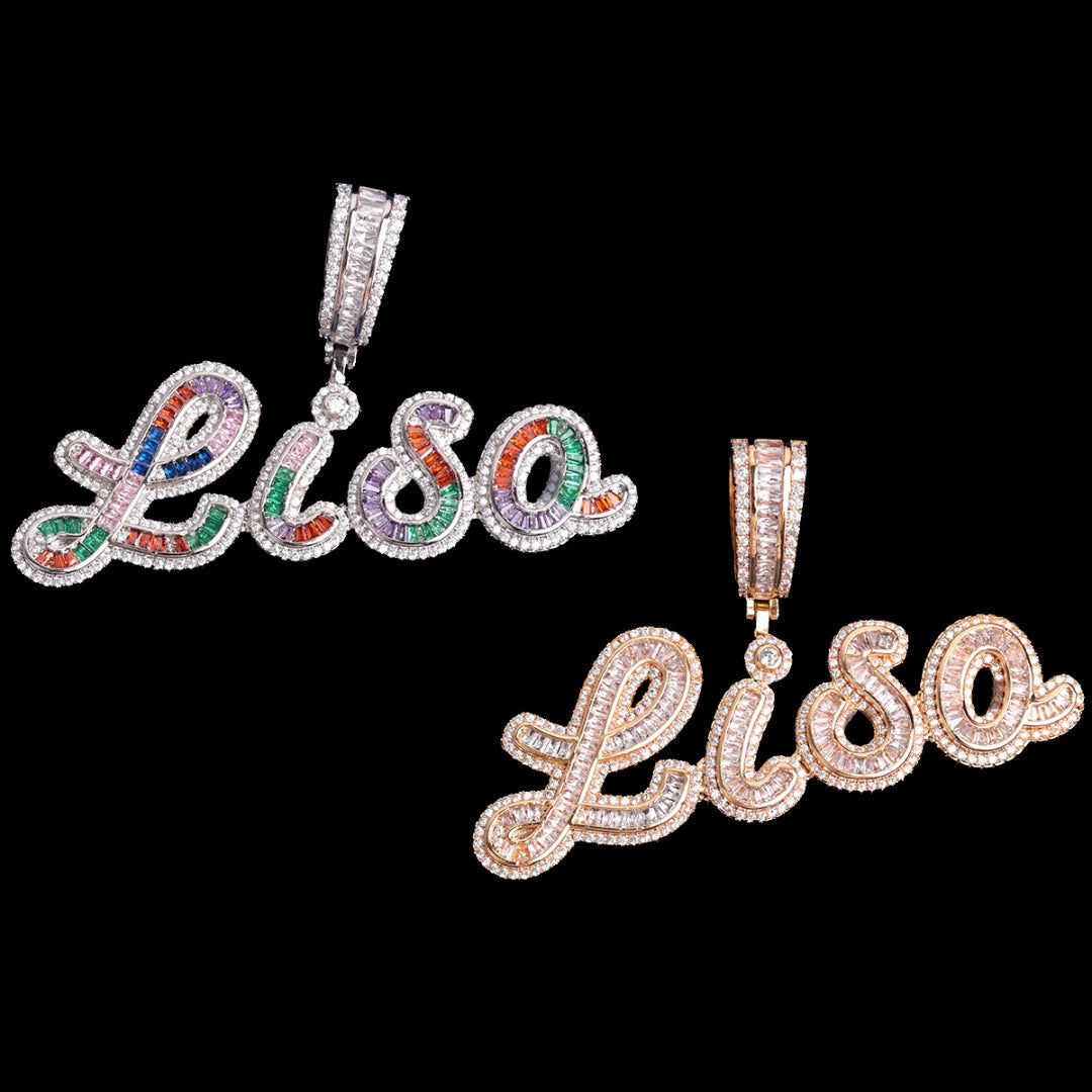 Signature Script Style Iced Out Personalized Custom Name Necklace Pendant - Luxury Custom Jewelry