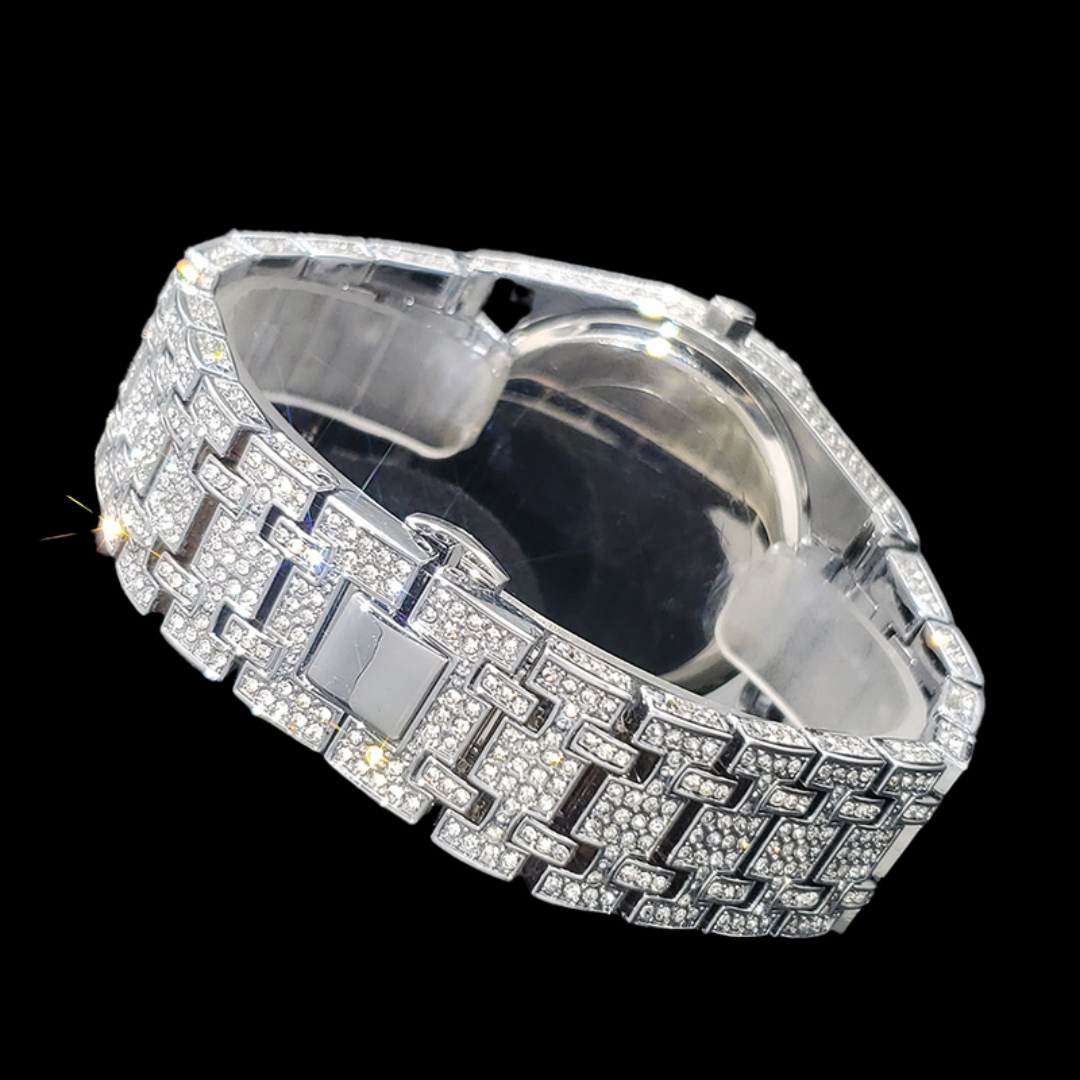 Bust Down Date Arabic Numerals  Iced Out Diamond Watch – Luxury Hip Hop Watch for Men