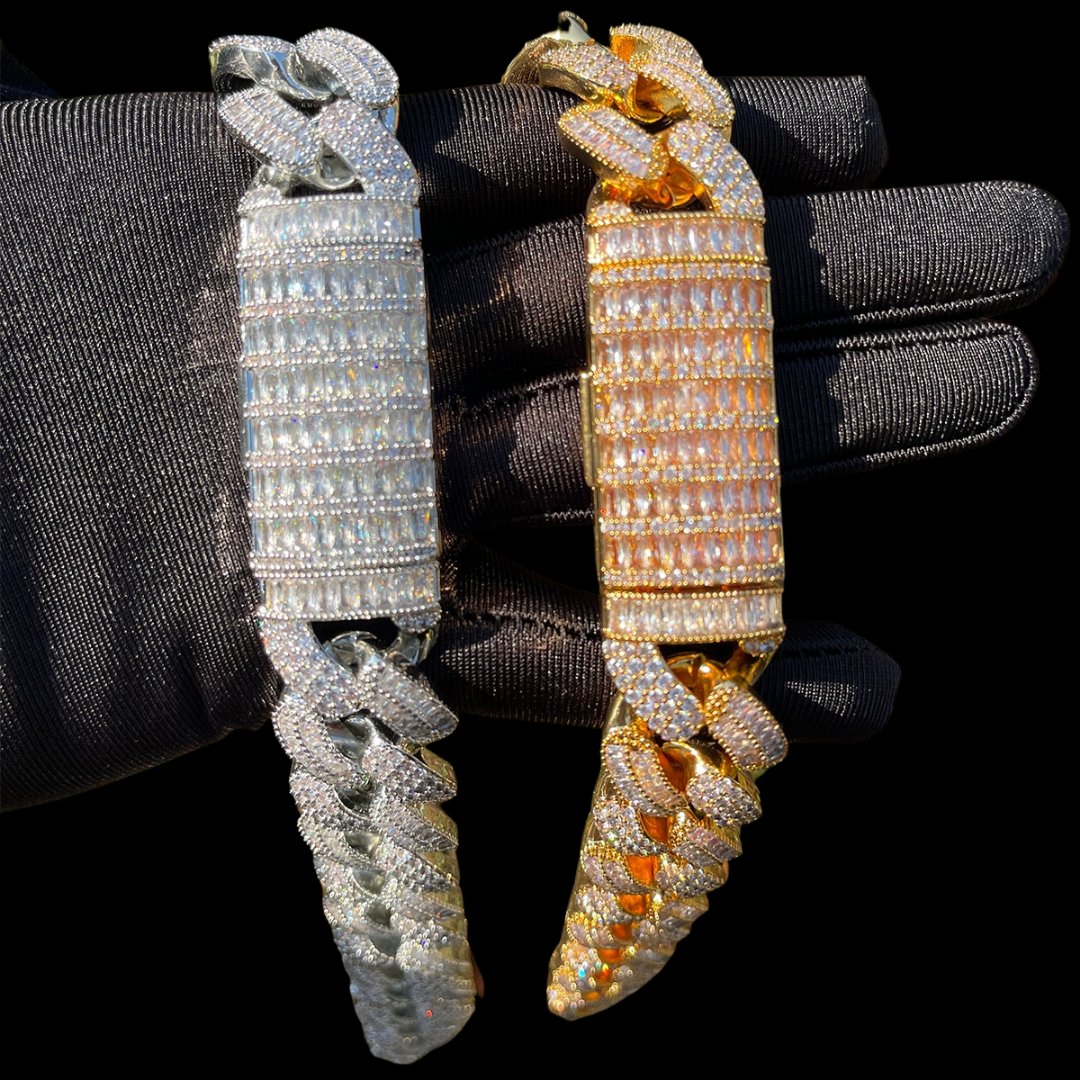 20MM Stones and Baguette Cuban Link Iced Out Diamond Necklace Chain 