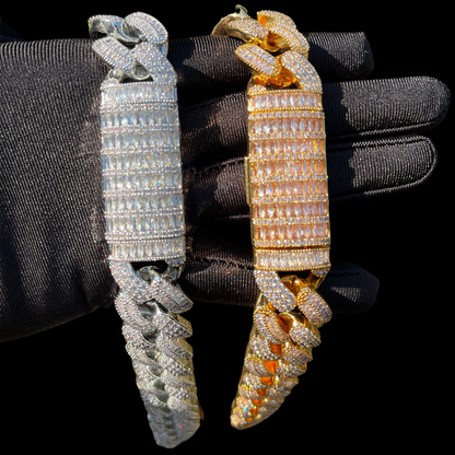 20MM Stones and Baguette Cuban Link Iced Out Diamond Necklace Chain – Luxury Hip Hop Jewelry for Men & Women