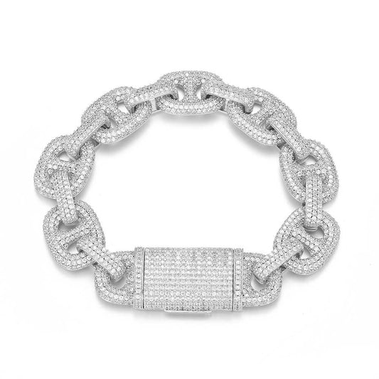 CARÁTIX 16mm Cuban Link Chain Necklace – CZ Iced Out Pig Nose Coffee Bean Hip Hop Jewelry for Women & Men | Gift