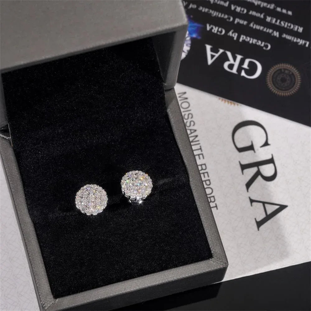 New S925 Silver D Color Moissanite Round Stud Earrings - CaratixJewelry
