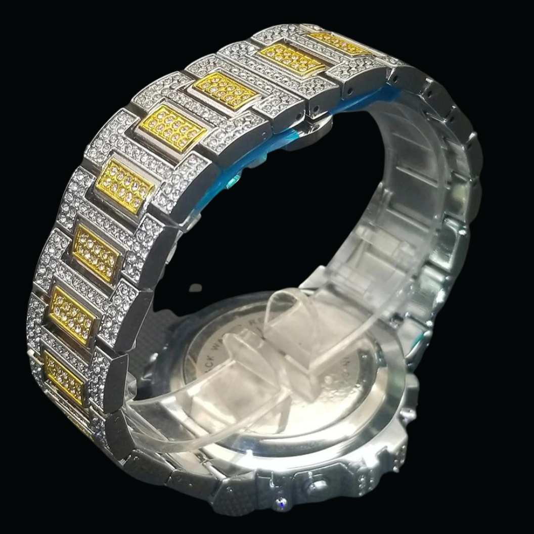 Digital LED Waterproof Chronograph Iced Out Diamond Watch – Luxury Hip Hop Watch for Men