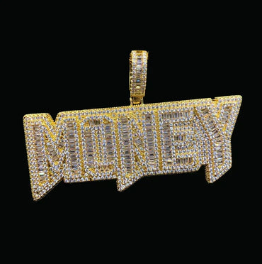 Money Iced Out Letter Pendant Necklace – Custom Hip Hop Jewelry for Men - CaratixJewelry