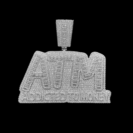 ATM Addicted To Money Iced Out Letter Diamond Pendant Necklace – Custom Hip Hop Jewelry for Men