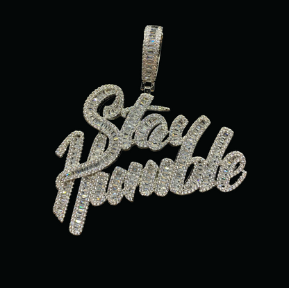 Stay Humble Iced Out Letter Diamond Pendant Necklace – Custom Hip Hop Jewelry for Men & Women