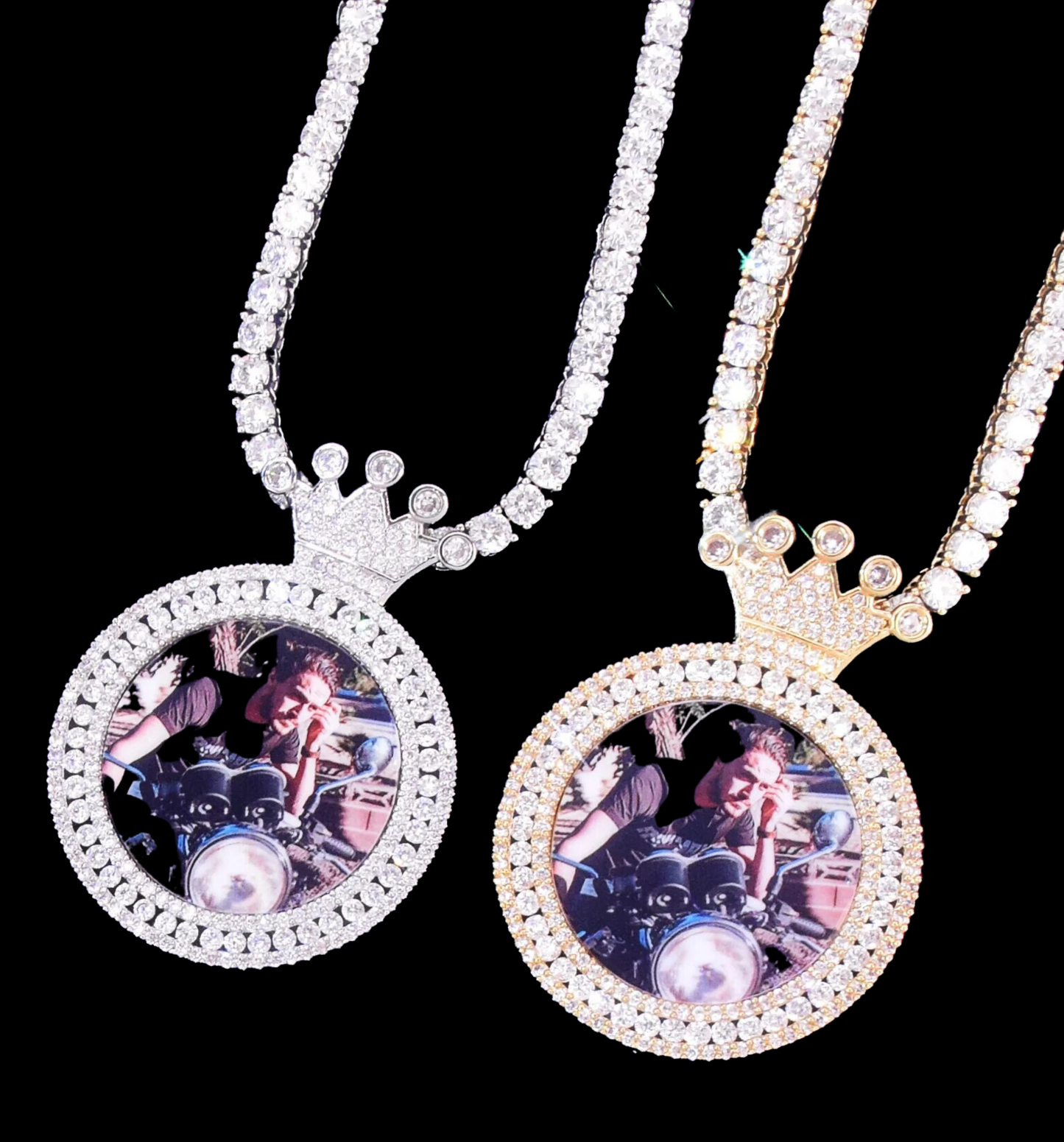 King Tennis Custom Photo Pendant Necklace – Iced Out Hip Hop Picture Jewelry for Men and Women