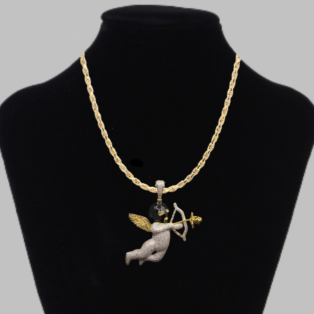 Goddess Of Love with Arrow Iced Out Diamond Pendant Necklace – Custom Hip Hop Jewelry for Women