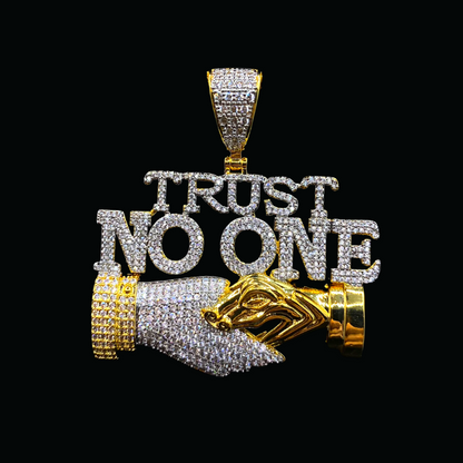 Trust No One Iced Out Letter Diamond Pendant Necklace – Custom Hip Hop Jewelry for Men