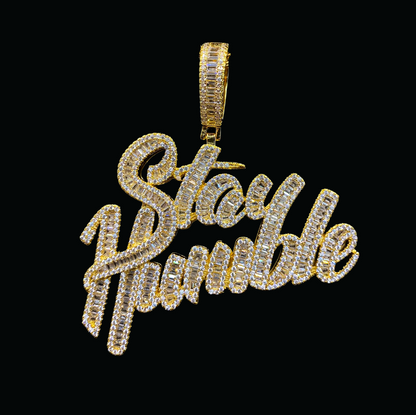 Stay Humble Iced Out Letter Diamond Pendant Necklace – Custom Hip Hop Jewelry for Men & Women