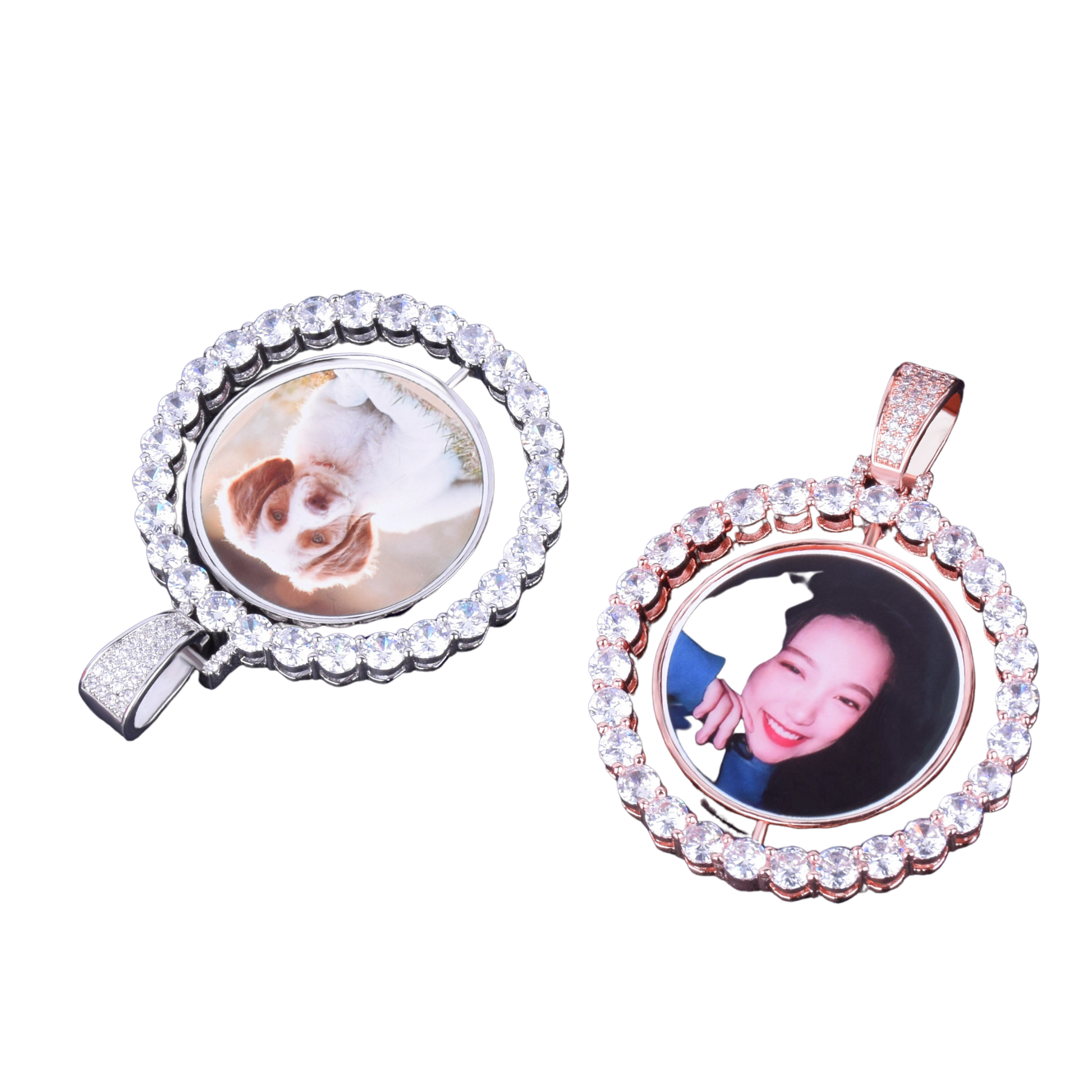 Rotating Double-Sided Medallions Spinning Custom Photo Picture Pendant Necklace