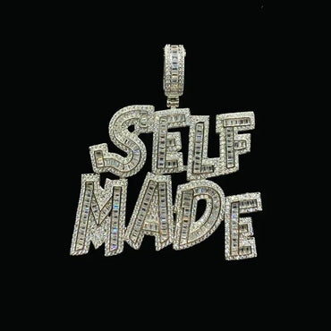 Self Made Iced Out Letter Pendant Necklace – Custom Hip Hop Jewelry for Men - CaratixJewelry