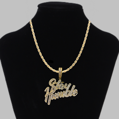 Stay Humble Iced Out Letter Diamond Pendant Necklace – Custom Hip Hop Jewelry for Men & Women