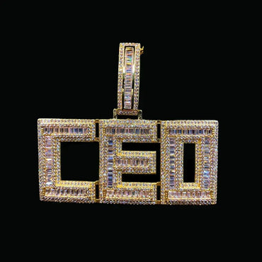 CEO Iced Out Letter Pendant Necklace – Custom Hip Hop Jewelry for Men - CaratixJewelry