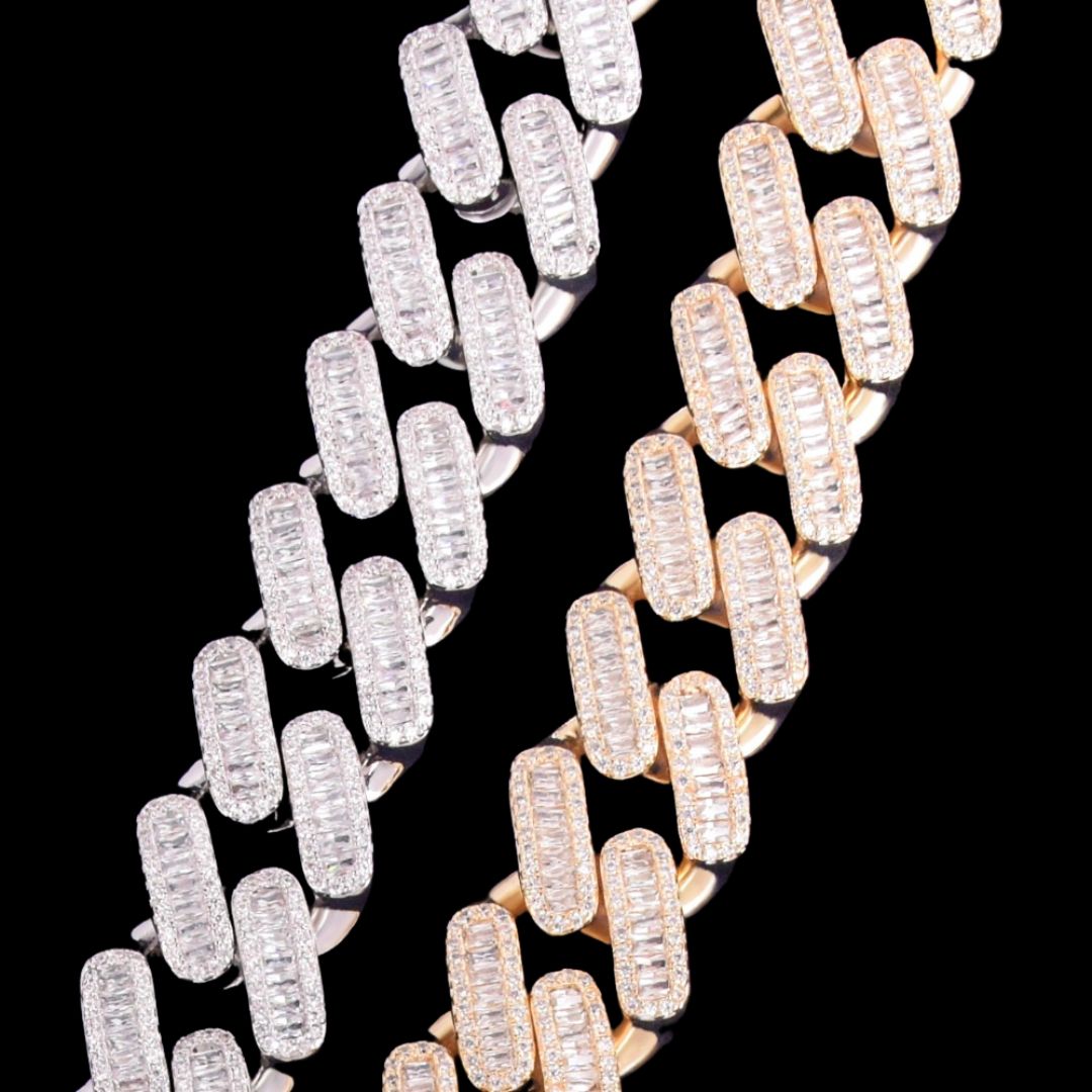 20MM Baguette Link Iced Out Diamond Necklace Chain – Luxury Hip Hop Jewelry for Men & Women