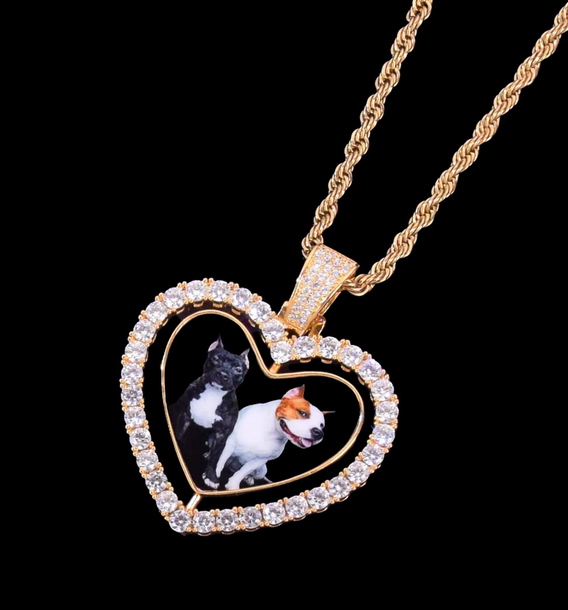 Rotating Double-Sided Heart Tennis Custom Photo Picture Pendant Necklace 