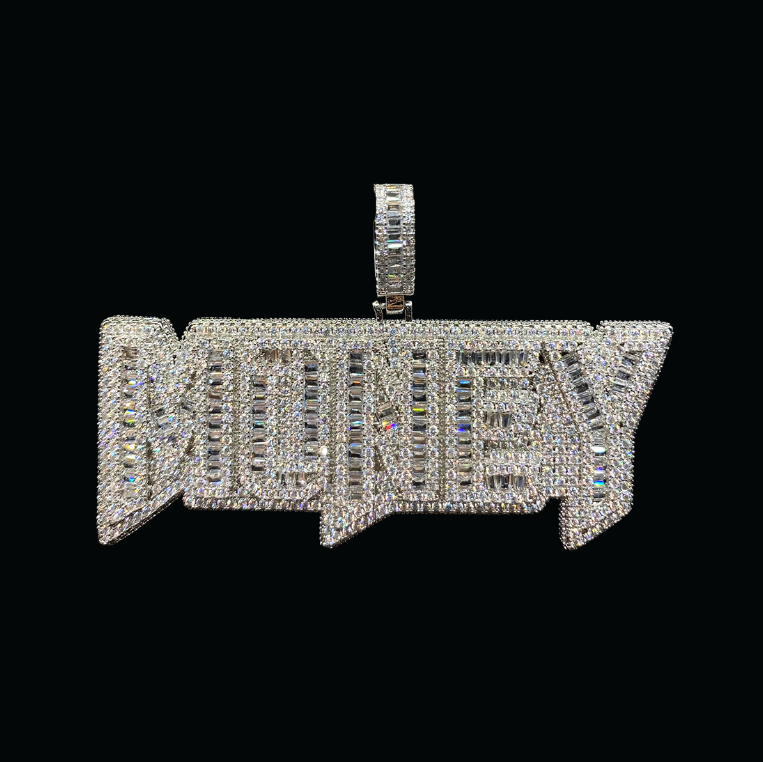 Money Iced Out Letter Diamond Pendant Necklace – Custom Hip Hop Jewelry for Men