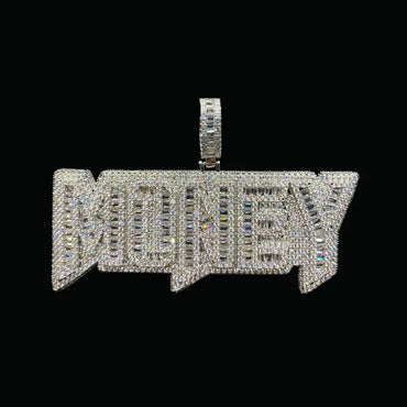 Money Iced Out Letter Pendant Necklace – Custom Hip Hop Jewelry for Men - CaratixJewelry