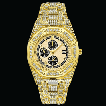 Date Blacked Chronograph Iced Out Diamond Watch – Luxury Hip Hop Jewelry Watch for Men
