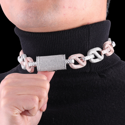 20MM Baguette and Stones Infinity Iced Out Diamond Necklace Chain – Luxury Hip Hop Jewelry for Men & Women