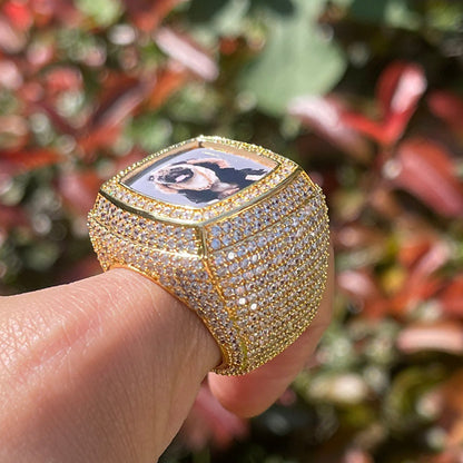 Photo Ice Frame Iced Out Diamond Ring – Custom Hip Hop Jewelry
