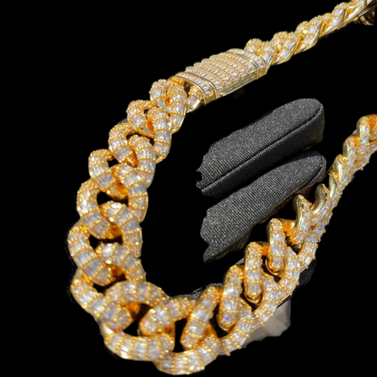 20MM Full Baguette Linked Iced Out Diamond Necklace Chain – Luxury Hip Hop Jewelry for Men & Women