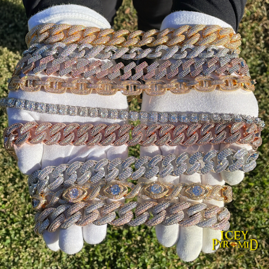 20MM Stones and Baguette Cuban Link Iced Out Diamond Necklace Chain 