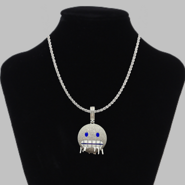 Iceman Blue Eyed Drippy Mouth Iced Out Diamond Pendant Necklace – Custom Hip Hop Jewelry for Men