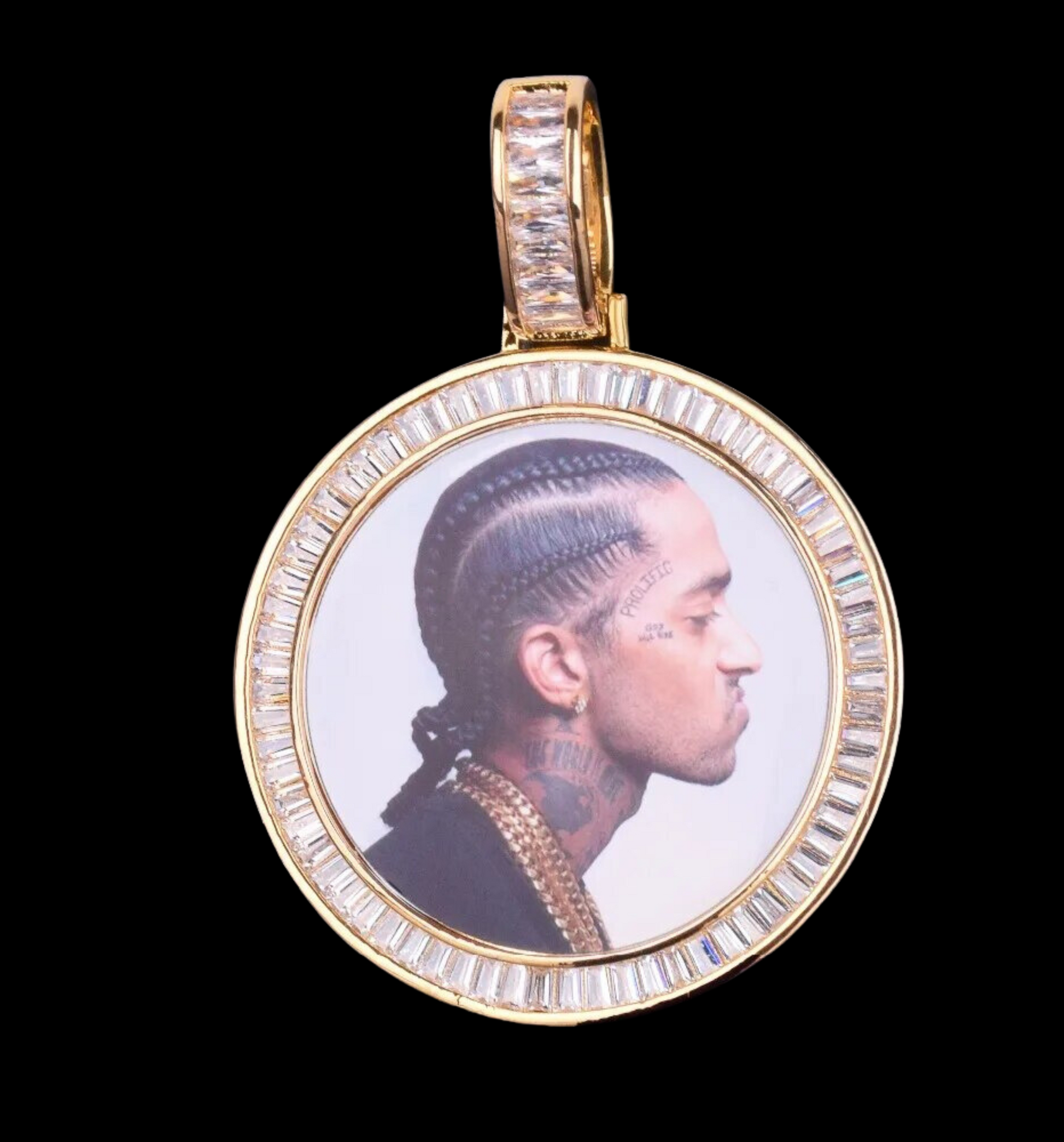 Rounded Baguettes Custom Photo Picture Pendant Necklace 