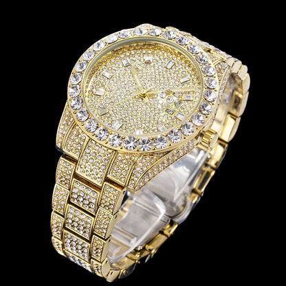 Double Diamond Baguette Numerals Iced Out Diamond Watch – Luxury Hip Hop Timepiece