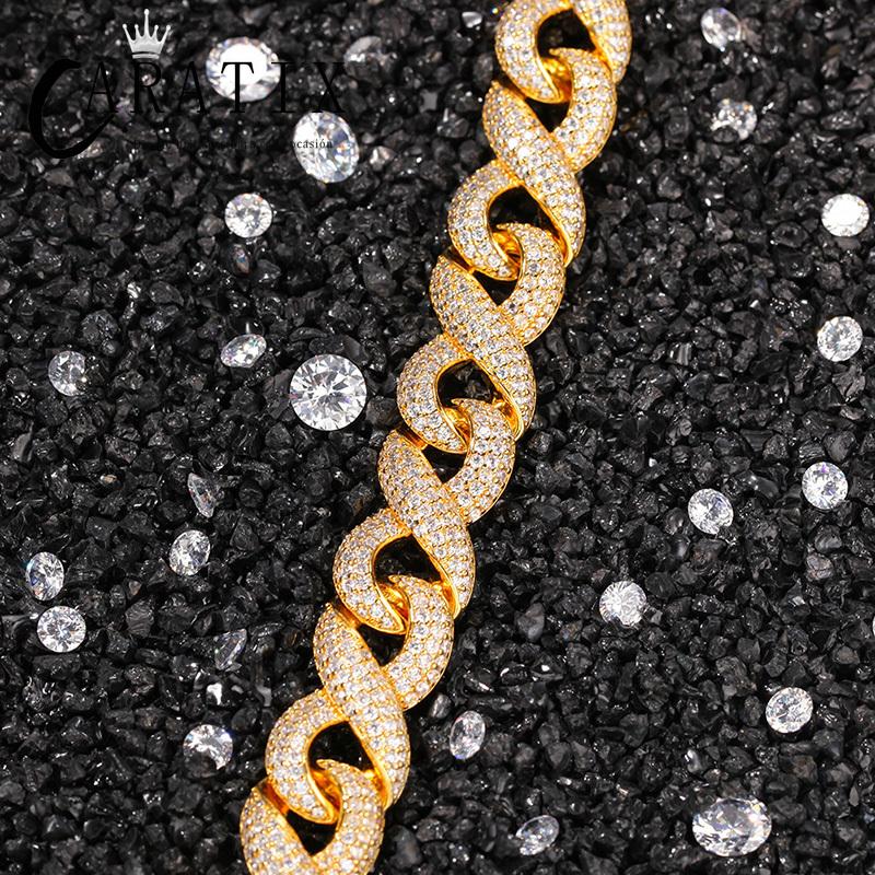 CARÁTIX Infinity 8 Shape Cuban Link Chain Necklace – 3A+ CZ Iced Out Hip Hop Bling Jewelry for Men | Solid Rapper Gift