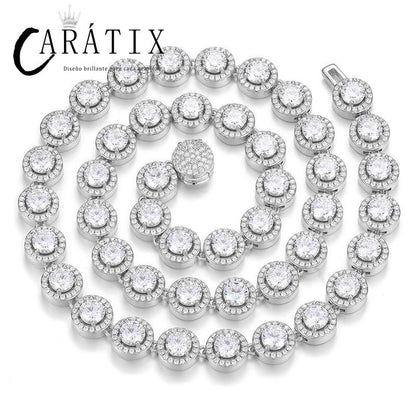CARÁTIX - Hip Hop 3A+ CZ Stone Paved Bling Iced Out 1 Row Round CZ Stone Tennis Link Chain Necklaces for Men Rapper Jewelry Gift Valentine's Day Gift for Men & Girls & Boys Mothers' Day Gift #Springtok