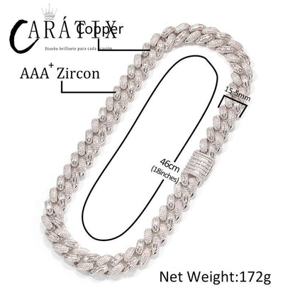 CARÁTIX Solid Cuban Link Chain | AAA CZ Iced Out Hip Hop Necklace for Men