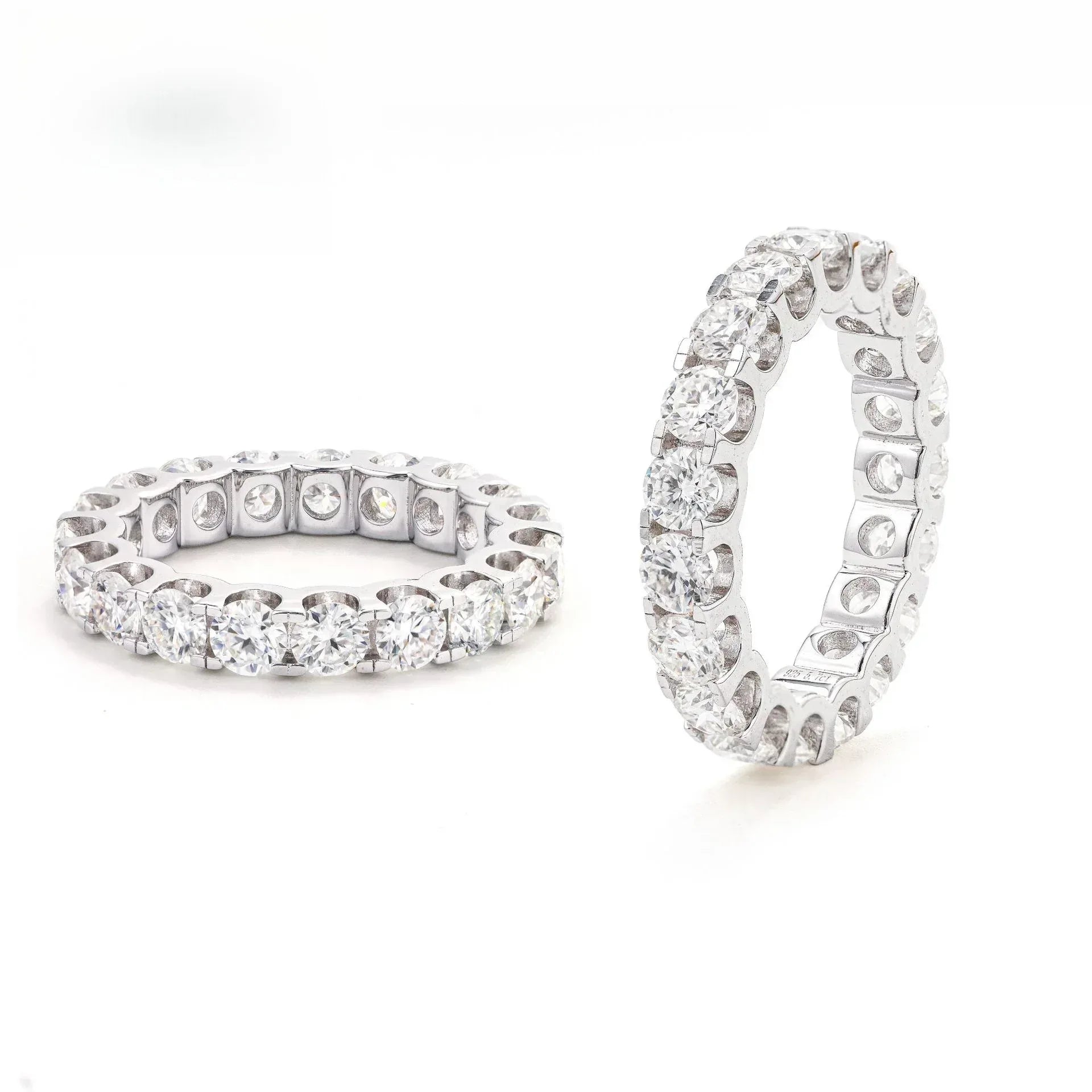4mm Moissanite Band Ring | S925 Silver Unisex Iced Out Hip Hop Jewelry - CaratixJewelry