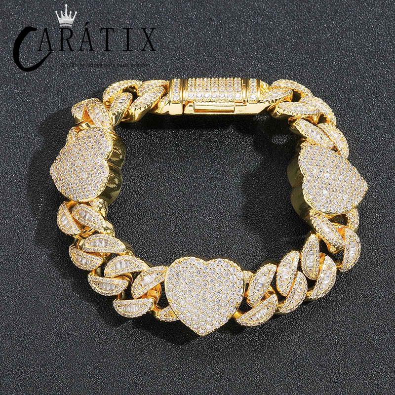 CARÁTIX Hearts Cuban Chain | 5A+ CZ Iced Out Hip Hop Necklace for Men
