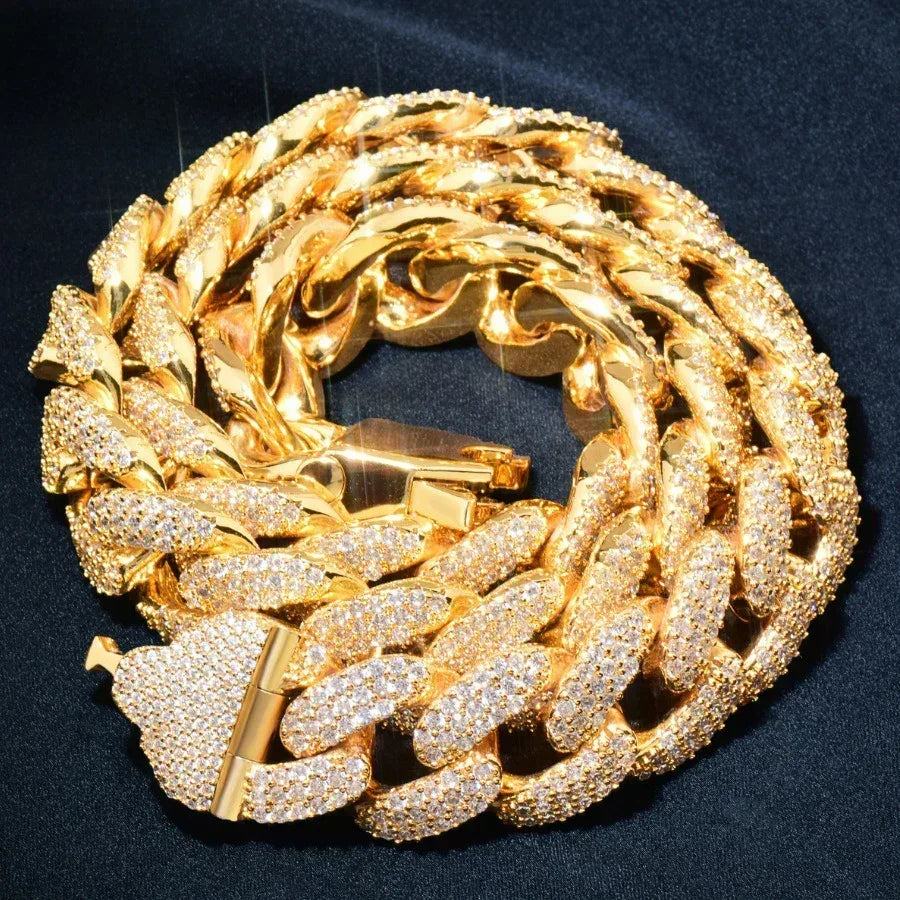 18mm Iced Out Gold Cuban Chain Necklace - CaratixJewelry
