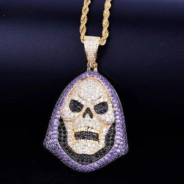 Men's Full Flood CZ Gothic Necklace | Premium Copper Biker Jewelry Caratix - CaratixJewelry