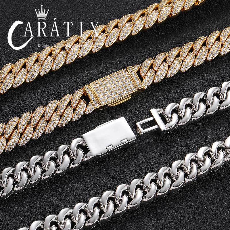 CARÁTIX 10mm Round Cuban Miami Link Chain Necklace 7"-24" – Iced Out CZ Hip Hop Jewelry for Men & Women