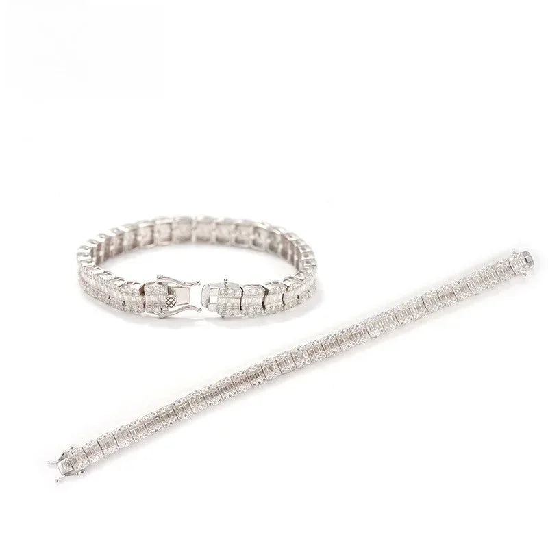 8.5mm VVS Moissanite Bracelet | 925 Silver Unisex Hip Hop Jewelry - CaratixJewelry