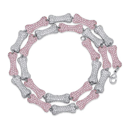 CARÁTIX Bone Link Chain | Full AAA CZ Iced Out Hip Hop Necklace for Men & Women